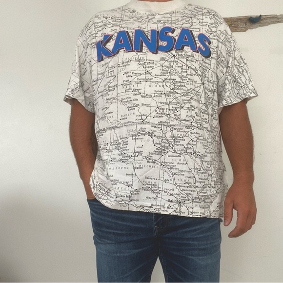 Vintage Kansas Map Tshirt - Picture 1 of 2